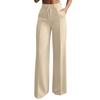 Women's Loose Fit Wide Leg Dress Pants High Waist Elastic Waistband Casual Trousers with Drawstring Professional Office Wear