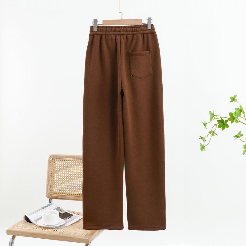 Women's Wide-Leg High Waist Winter Drape Sports Pants with Plush Velvet