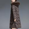 Fashion Winter Jackets Woman Long Parkas Hooded Faux Fur Collar Thick Warm Casual Middle Age Women's Coats