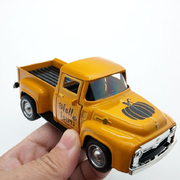 Fall Tiered Tray Decors Metal Truck with Fake Pumpkins Farmhouse Tiered Tray Decors for Thanksgiving Party Home Kitchens