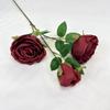 65cm 3 Heads Artificial Rose Flower Bouquet Realistic Silk Flowers Home Party Wedding Table Decor Autumn Floral Decoration