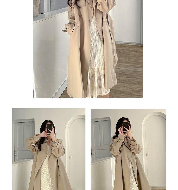 Petit Trench-coat Nude Mi-long – Style Détective Britannique pour le Printemps et l'Automne