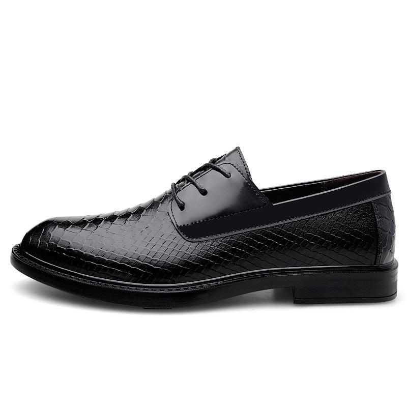 Men's shoes business casual leather shoes sling lace-up lazy shoes large size breathable embossed British small leather shoes