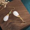 Chinese-Style Hanfu Cheongsam Chalcedony Tassel Earrings - Imitation Jade Retro Dangle for Women