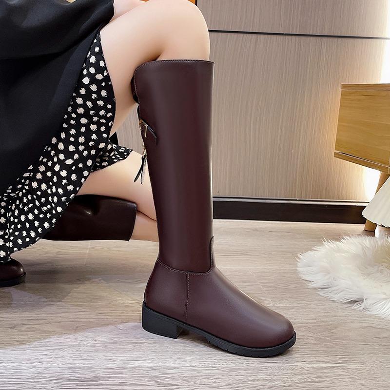 Thigh Boots Women Platform Knight Boots New Autumn Winter Metal Buckle Back Zipper Thick Leg High Boots