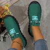 Handmade Women's Casual Sports Shoes, Lightweight and Suitable for All Seasons with Solid Color Lace Up Shoes, Round Toe and Comfortable PU Sole