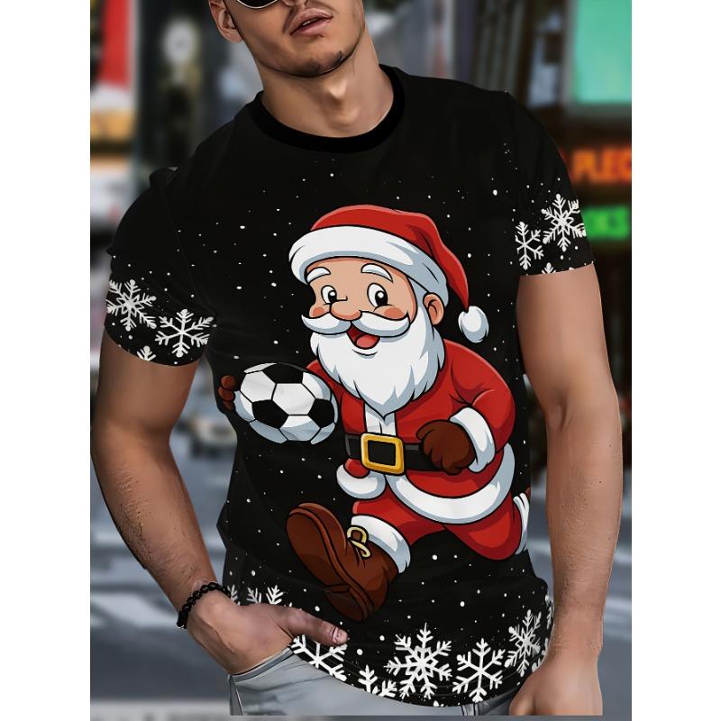 Men's Shirts Santa Claus 3D Print T-Shirt Stretch Fabric with Festive Holiday Design Santa Party Women's Shirts Kids Tshirt
