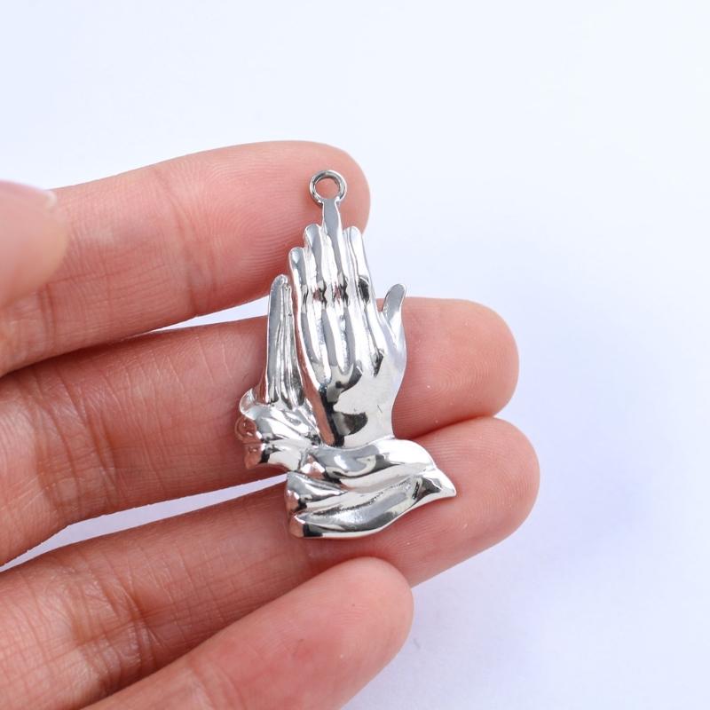 3Pcs Stainless Steel Faith Charm Praying Hand Pendants for Necklaces Bracelets Earrings Jewelry Making Accessories