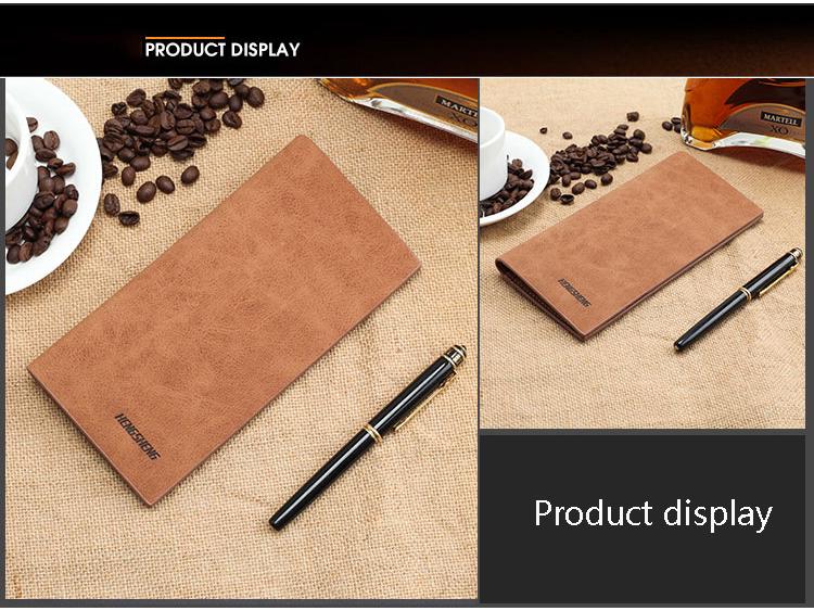 Hengsheng Men's Vintage Long Thin Matte Leather Wallet