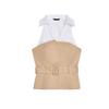 Spring and Summer New Women's Clothing with Belt Hanging Collar Patchwork Fashion Sleeveless Polo Collar Top 2609615