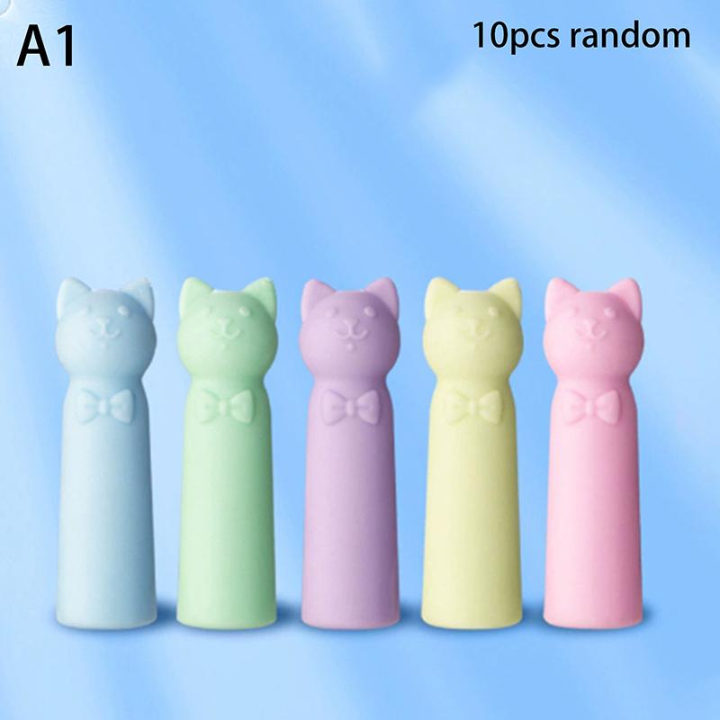 

.[SH]10Pcs 2 In 1 Erasers Pencil Nib Protective Cap Cartoon Cat Shape Pen Top Protector Cover Eraser Student Stationery