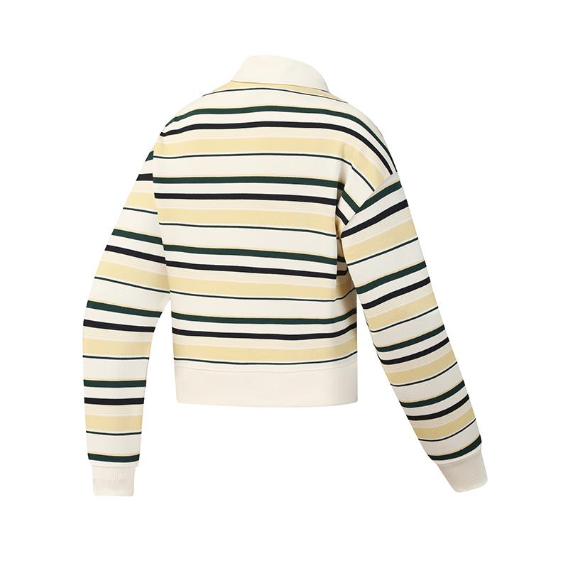 Fila Tennis Fashion Simple Classic Retro Sports Casual Versatile Comfortable Polo Neck Striped Sweatshirt Women Sweatshirt A11W613218F-WT