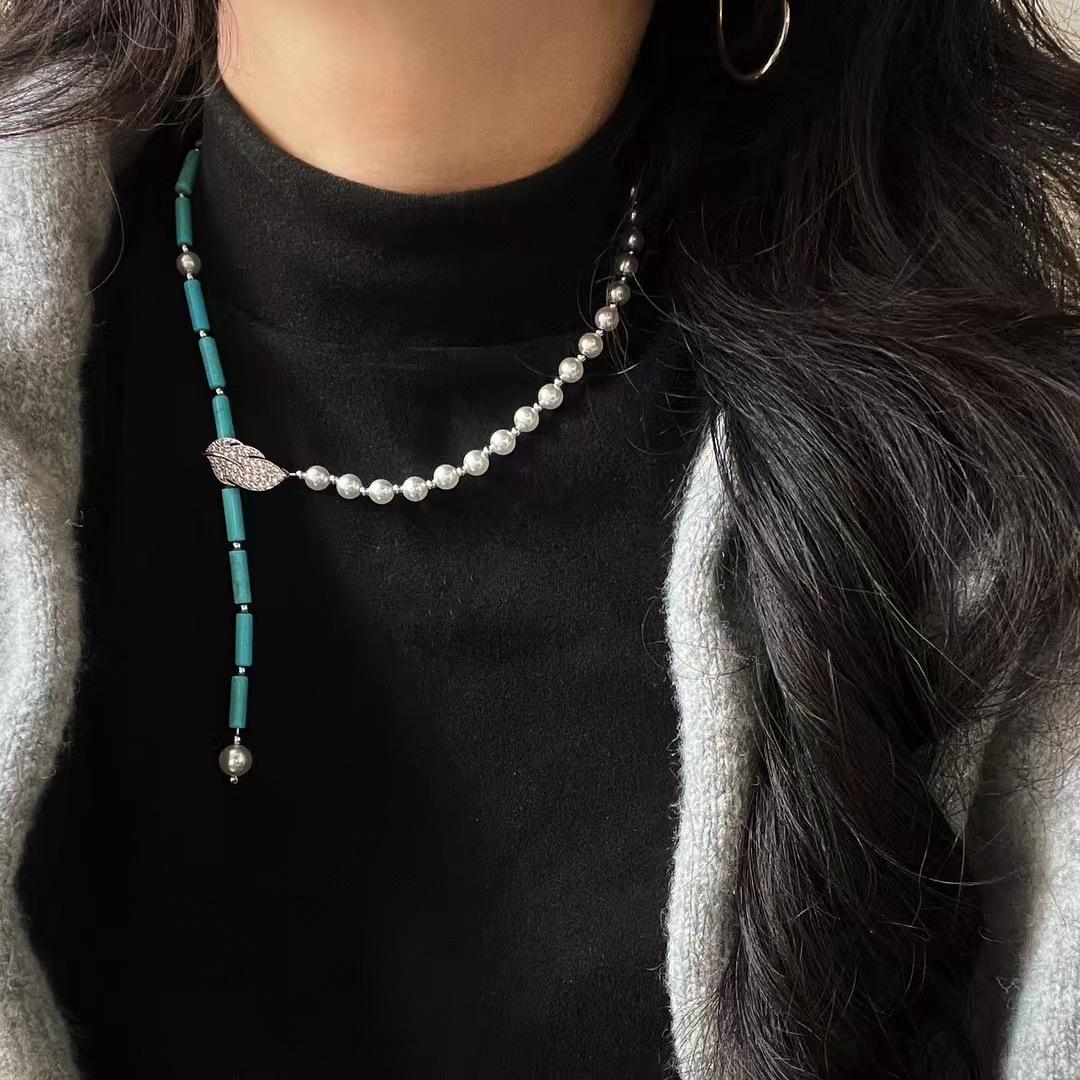 Vintage Artificial Turquoise Artificial Crystal Design Sense Clavicle Chain Necklace