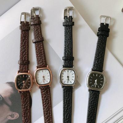 New Korean Retro Student Leather Strap Quartz Watch - Light Luxury Fashion