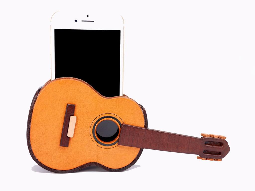 Genuine Leather Guitar Glasses Stand in Handmade by [VANCA] [Made Japan, Artisans]