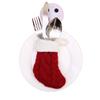 3pcs Cartoon Knitted Christmas Stockings Reusable Red Candy Gift Bags Cute Exquisite Christmas Tableware Holder Bag