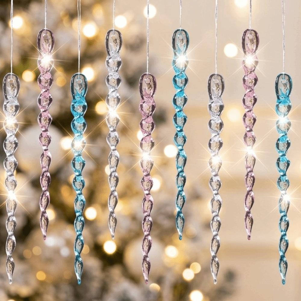 12Pcs High Transparency Christmas Hanging Ice Columns Icicle Decorations Pendant Home Decor