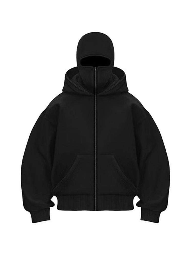 Unisex mikina s kapucí a zipem, dvouvrstvá: Volný střih, Street Style, Kapsy