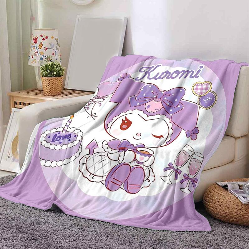 1pc Cakes Kuromi's Sweet Celebration Blanket, Soft and Cozy Home Decor Gift for Friend, Suitable for All Seasons, Living Room, Travel, Camping, Car Bl
