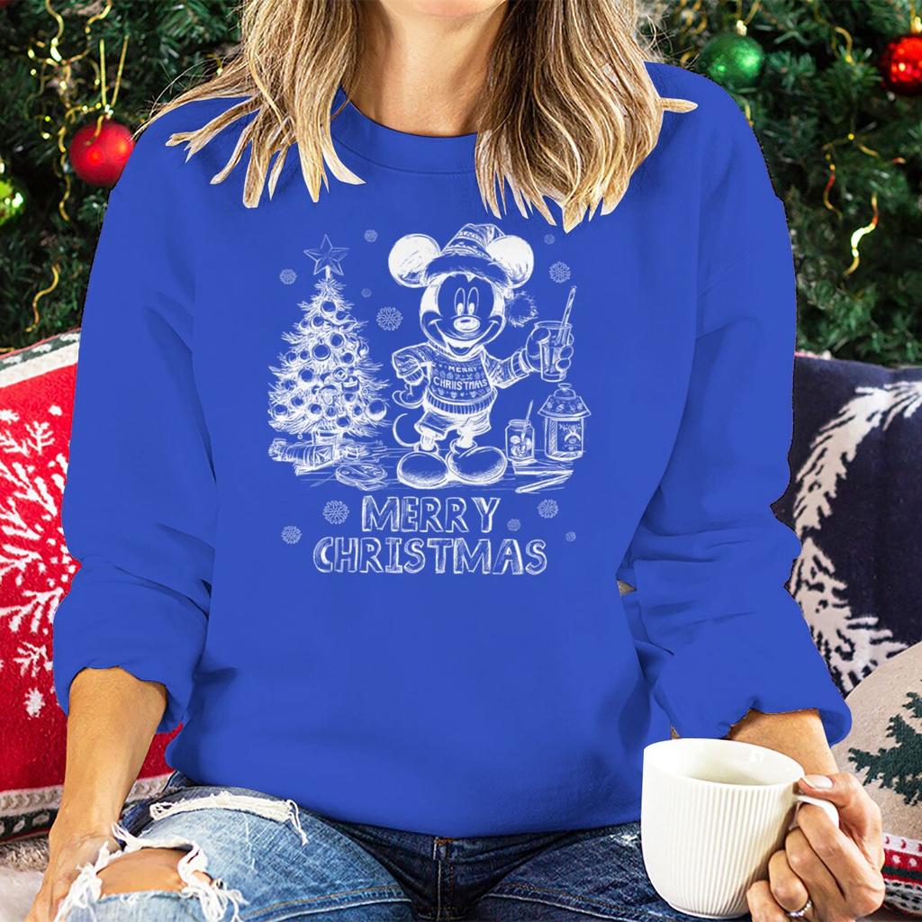 Vintage Retro Christmas Mickey Mouse Sweatshirt for Women Festive Holiday Wear Clothes Merry Christmas Party Matching Sweatshirt