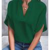 BITCED Women's Fashion Casual Solid Color Print Short Sleeve V Neck Blouses & Shirts International Design