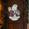 Winter Home Decor Wooden Christmas Hanging Pendant, Cartoon Welcome Sign for Front Door, Holiday Shop Decorations Wall with Cute