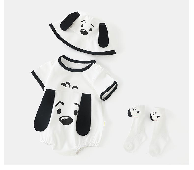 DUUDUU Long-eared Dog Cotton Romper - Summer Cooling Infant Bodysuit for Baby Boys, Class A Quality.