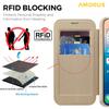 AMORUS For iPhone 17 Pro Max Case Compatible with MagSafe RFID Blocking Card Holder Leather Phone Cover