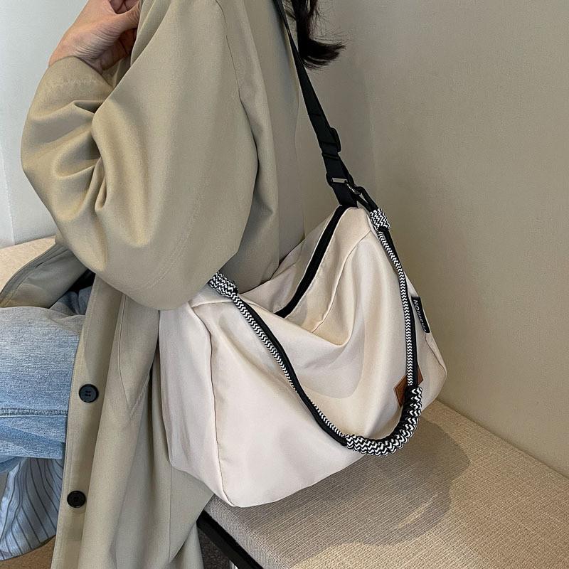Sac Cabas Chic Décontracté pour Femme Sac à Bandoulière Tendance en Toile Avec Fermeture Éclair