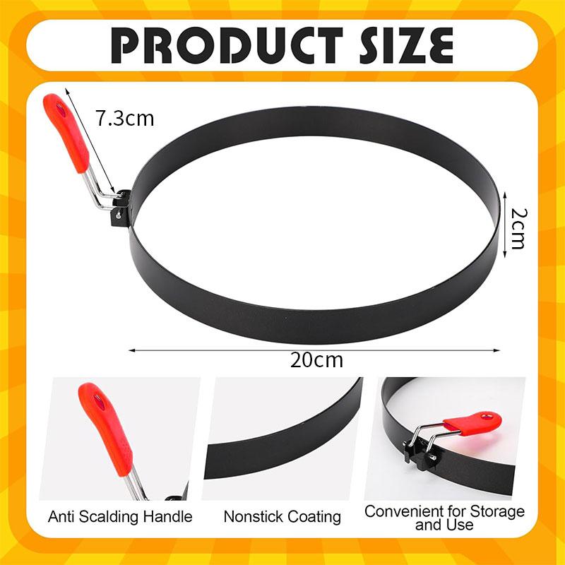 2/4 Packs 8 Inch Omelette Rings for Griddle Large Stainless Steel Nonstick Pancake Molds With Oil Brush Omelet Egg Ring Maker