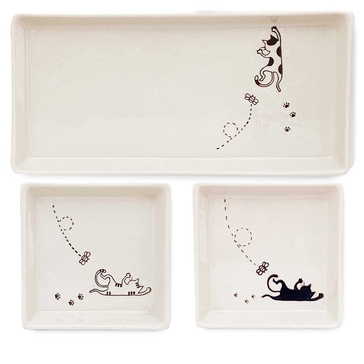 

Studio Sho Rectangular Plate 1 Mike Square Small Plate 2 Tiger Black Set Kitten Hasami Ware Made in Japan 178617 J-kitchens ~ + 3-piece /