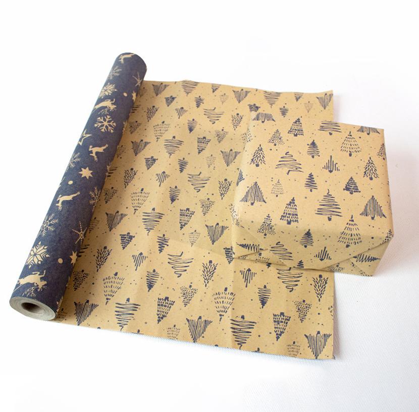 Christmas Packaging Paper Double-Sided Holiday Gift Wrap Christmas Wrapping Paper Premium Double-Sided Printed Kraft Paper