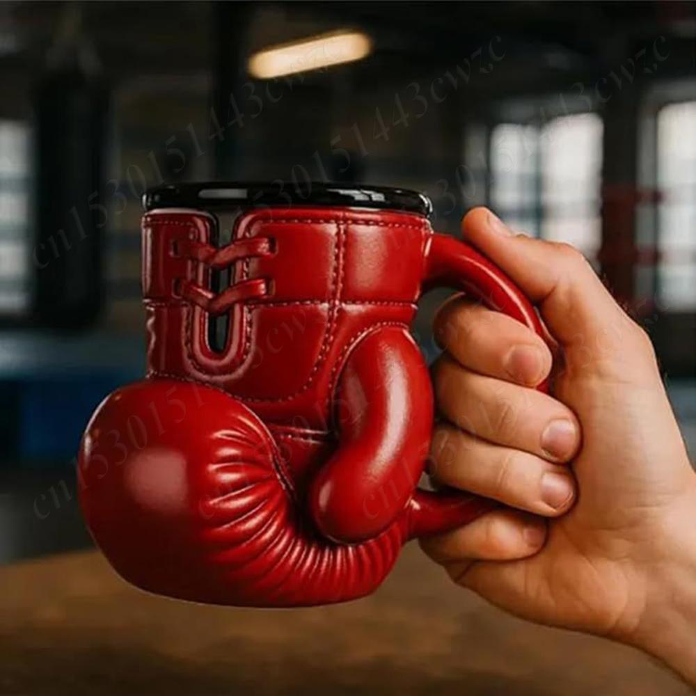12oz Boxing Glove Mug Colorful Sports Themed Tea Cup Portable Desktop Water Container Mug Cups for Home Studio Travelling Use