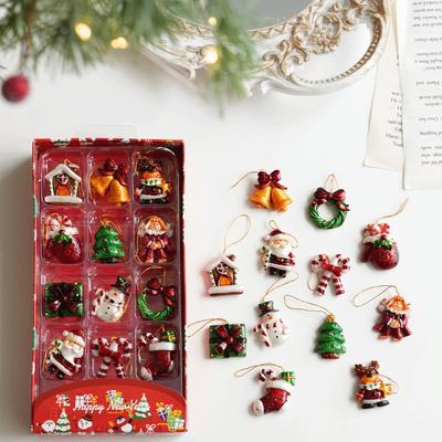Santa Motif Xmas Ornaments Resin Tree Hanging Decor Cute Resin Charms  Home Decor
