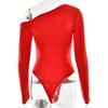 Fashion New Pleated Long Sleeve Slim Fit Sexy Rompers Women Jumpsuits Solid Elegant Base Bodysuits for Women Casual Skew Collar Ladies Jumpsuit 26162