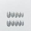 Handmade Cat Eye Short Square Oval Press On Nails With Bowknot Pearl Diamond Flower Star Decor Detachable Full Cover