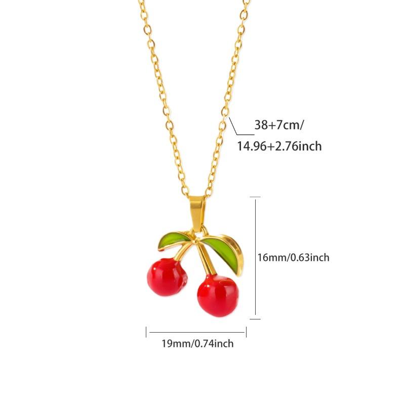 

Капающее масло слегка инкрустированное красной вишней легкое роскошное ожерелье женское модное универсальное с высоким чувством не выцветающее цепочка на ключицу