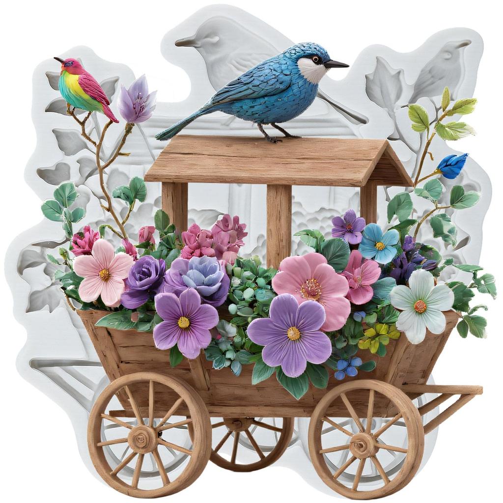 Birds Silicone Molds Flower Fondant Mold Cake Decorating Tools Cupcake Topper Candy Chocolate Gumpaste Mold