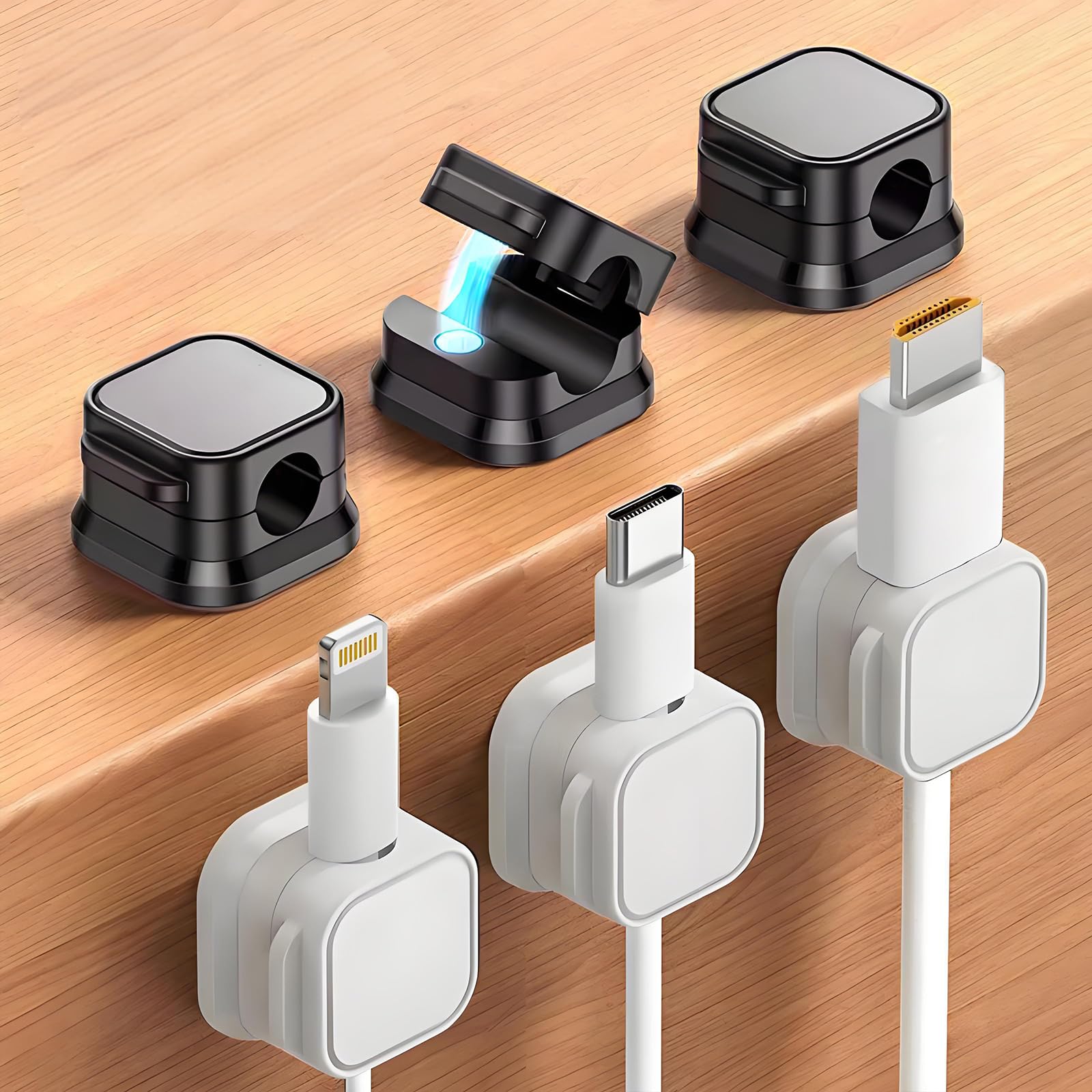 

KOZUVEE Cable Holders [Set of 6, Magnetic] Cable Clips for Wire Organization, Cable Holders, Desk-Surroundings, Strong Adhesive, USB Cable Storage,