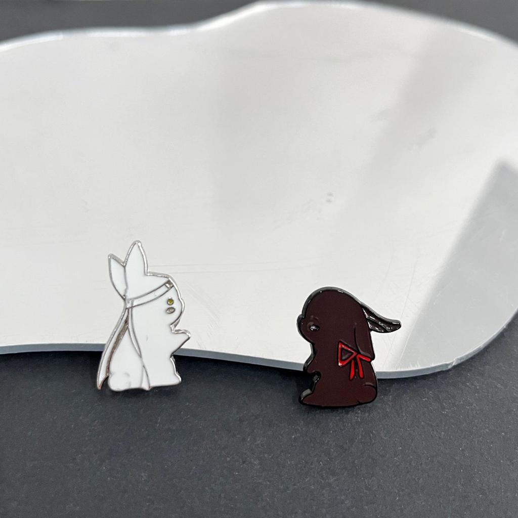 Wang Yibo & Xiao Zhan Wangxian Rabbit Brooch: Cute Japanese-Style Couple Badge