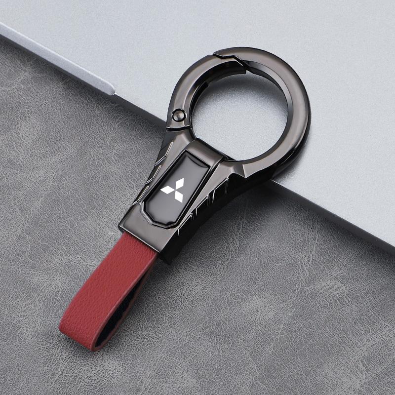 nlvc3 High-end Leather Key Chain Car Logo Keyring Auto Interiors Accessories For Mitsubishi Eclipse Outlander Pajero ASX Colt I200 Ex