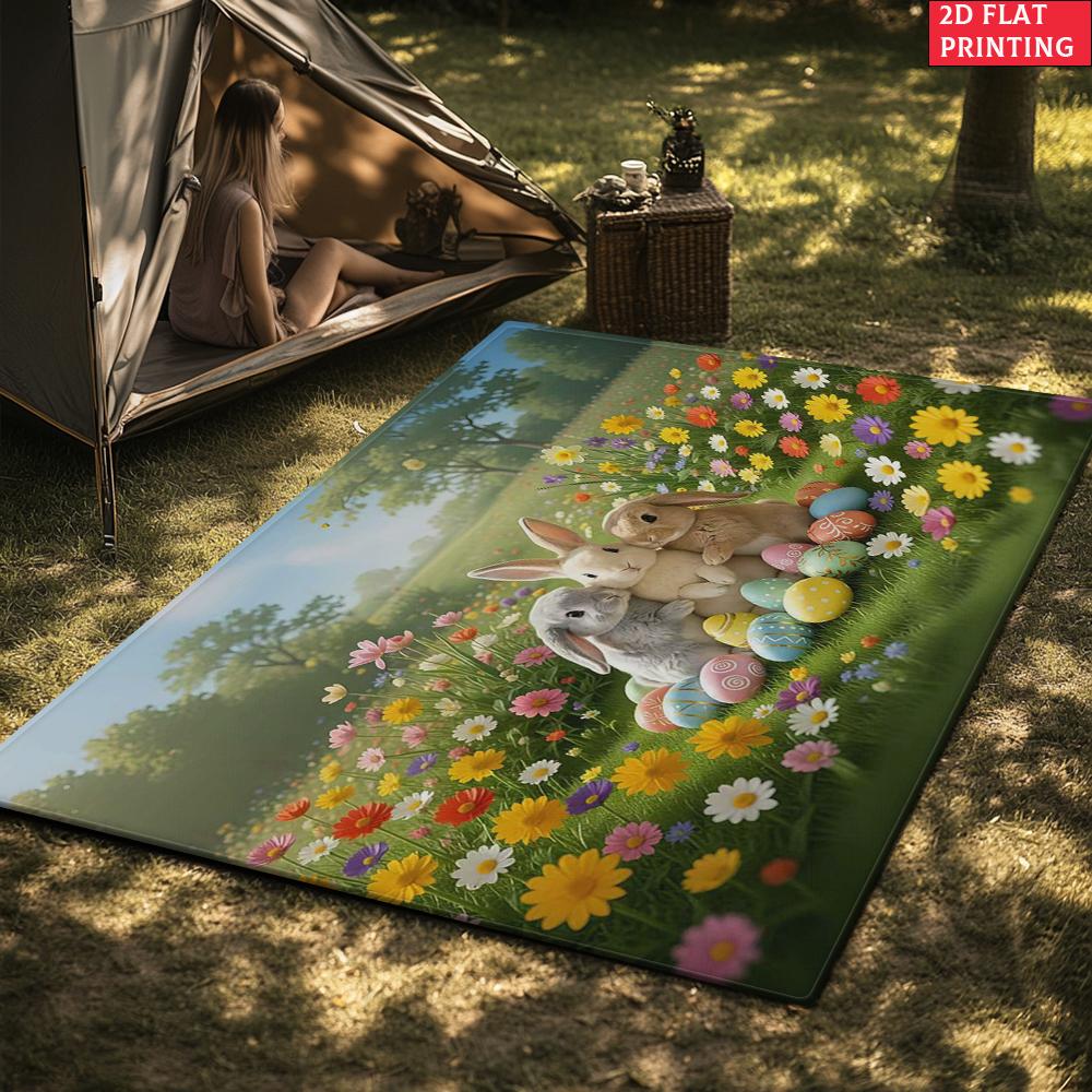 Sweet Easter Bunny Large Room Carpet Non Slip Cartoon Kids Bedroom Living Room Floor Mat Home Decor Children's Play Carpet