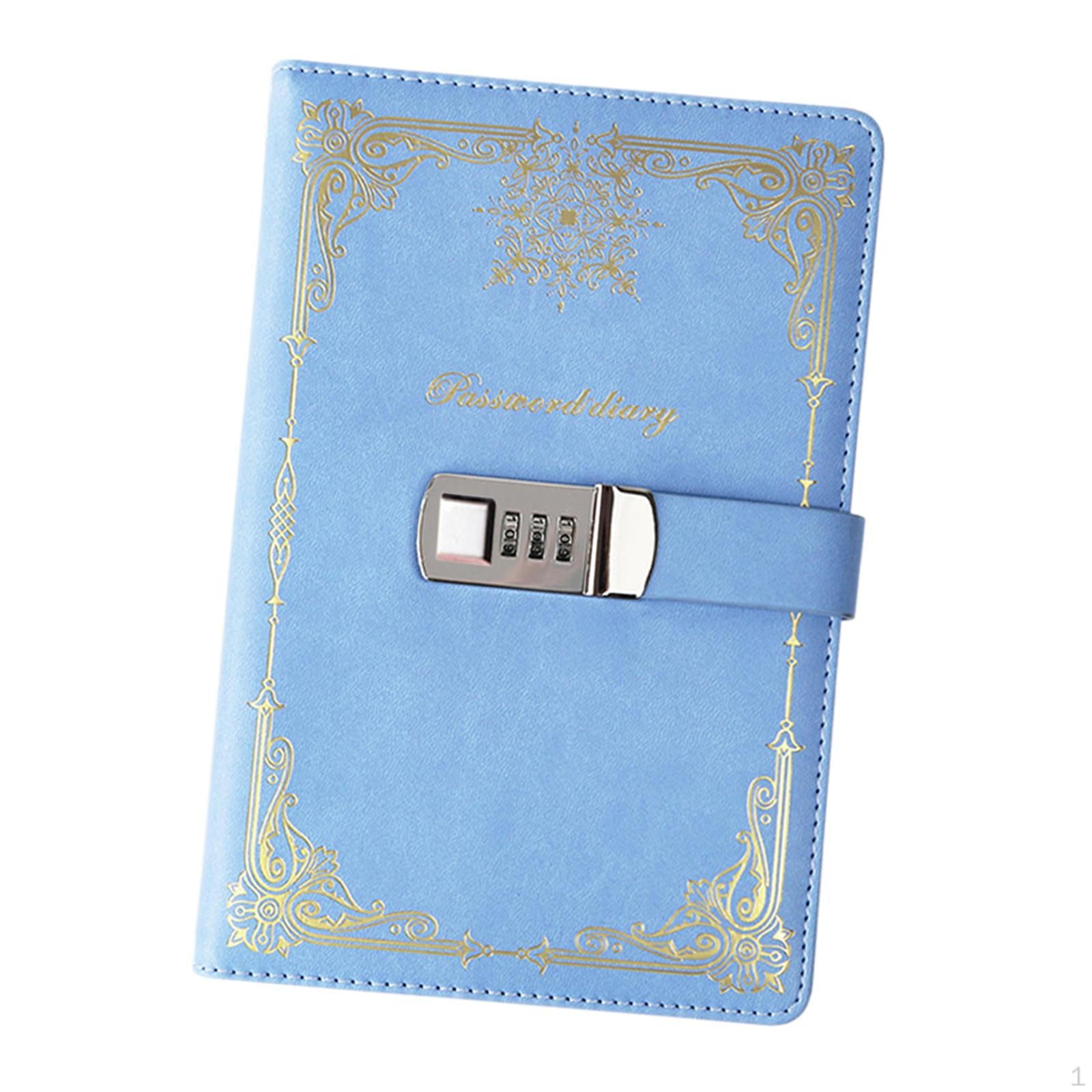 

Щоденник із замком. Заблокований щоденник, блокнот, простий у використанні. Міцний щоденник із замком із PU шкіри. Пароль. синій