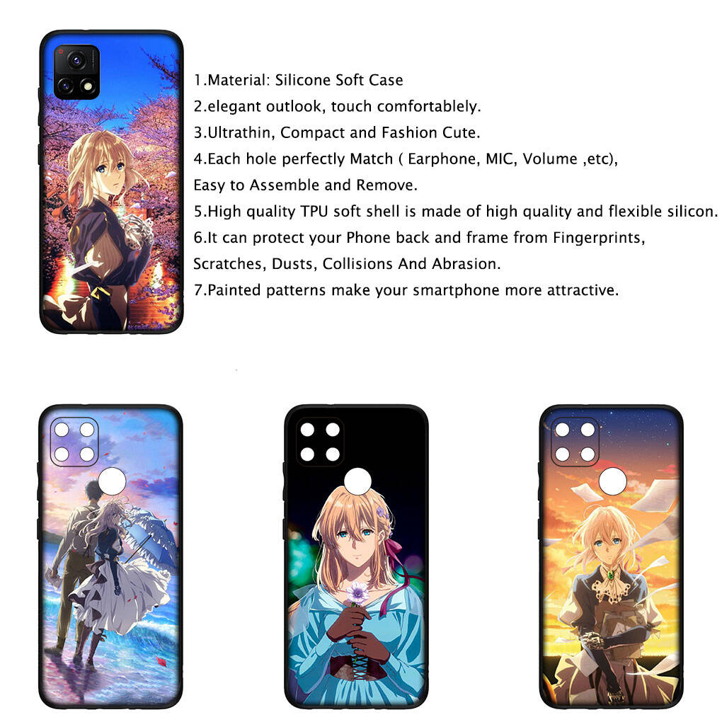 Cover for iPhone 17 16 15 Xiaomi Poco Redmi Note 14 13 12 11 Pro Max X 9 16e Samsung Galaxy S25 S24 S23 OPPO Huawei Violet Evergarden Phone Case