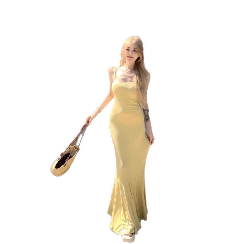 All kinds of style Royal sister pendulum suspender dress women's summer sexy French seaside vacation fishtail hip wrap dress