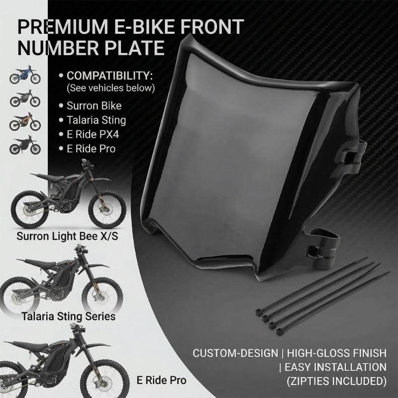 Electric Bike Number Plate with Cable Tie ABS Off Road Motorcycle Number Plate Protectors With Easy Installation