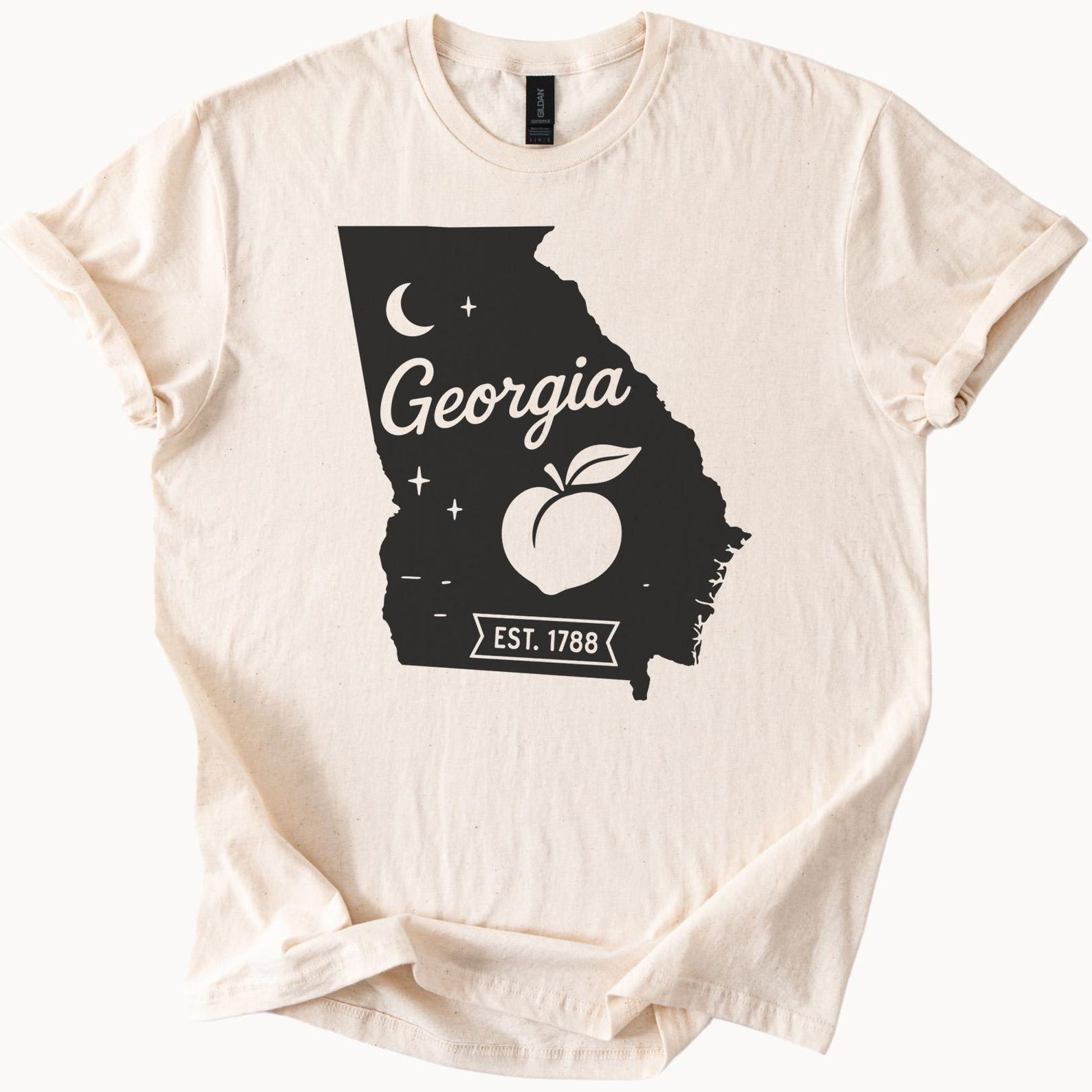 Georgia State Outline Shirt Peach Graphic Est 1788 Southern Moon Georgia Tee Map Design Unique Georgia Pride Shirt Gift for Travelers 120