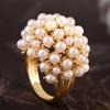 Huajie Elegant Imitation Pearl Flower Rings for Women Luxury Banquet Party Ladys New Ring  Accessories Trend