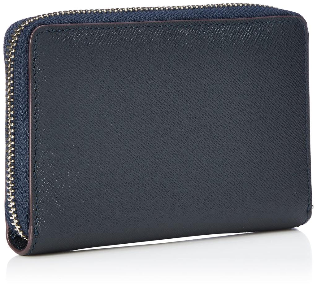 Kiefer Neu Sottile Round Middle Wallet, Saffiano Leather, Long Wallet, Zipper-Resistant, Navy, Free Size