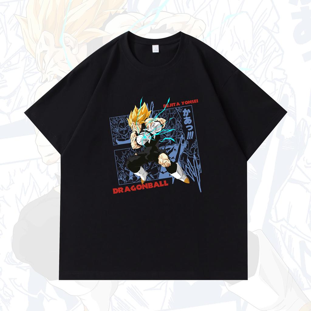 Dragon Ball Anime Peripheral Printed Japanesestyle Pure Cotton Shortsleeved Tshirts for Men and Women Super Saiyan